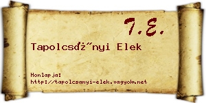 Tapolcsányi Elek névjegykártya