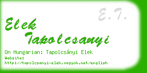 elek tapolcsanyi business card
